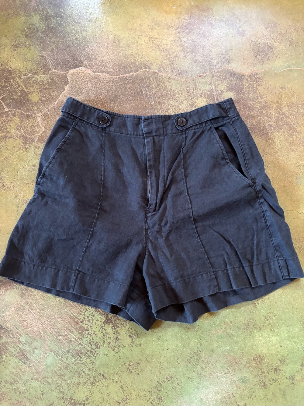 Madewell Black High-Waist Linen-Blend Shorts